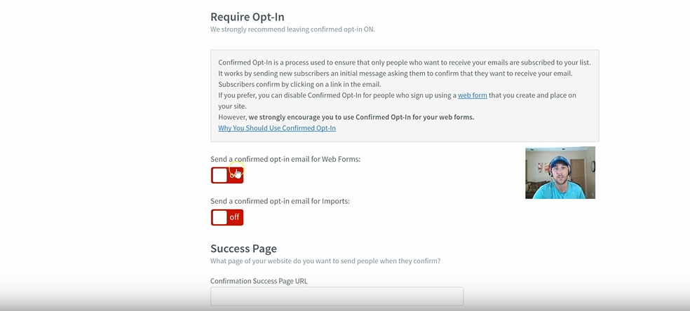 send a confirmed optin email for web forms